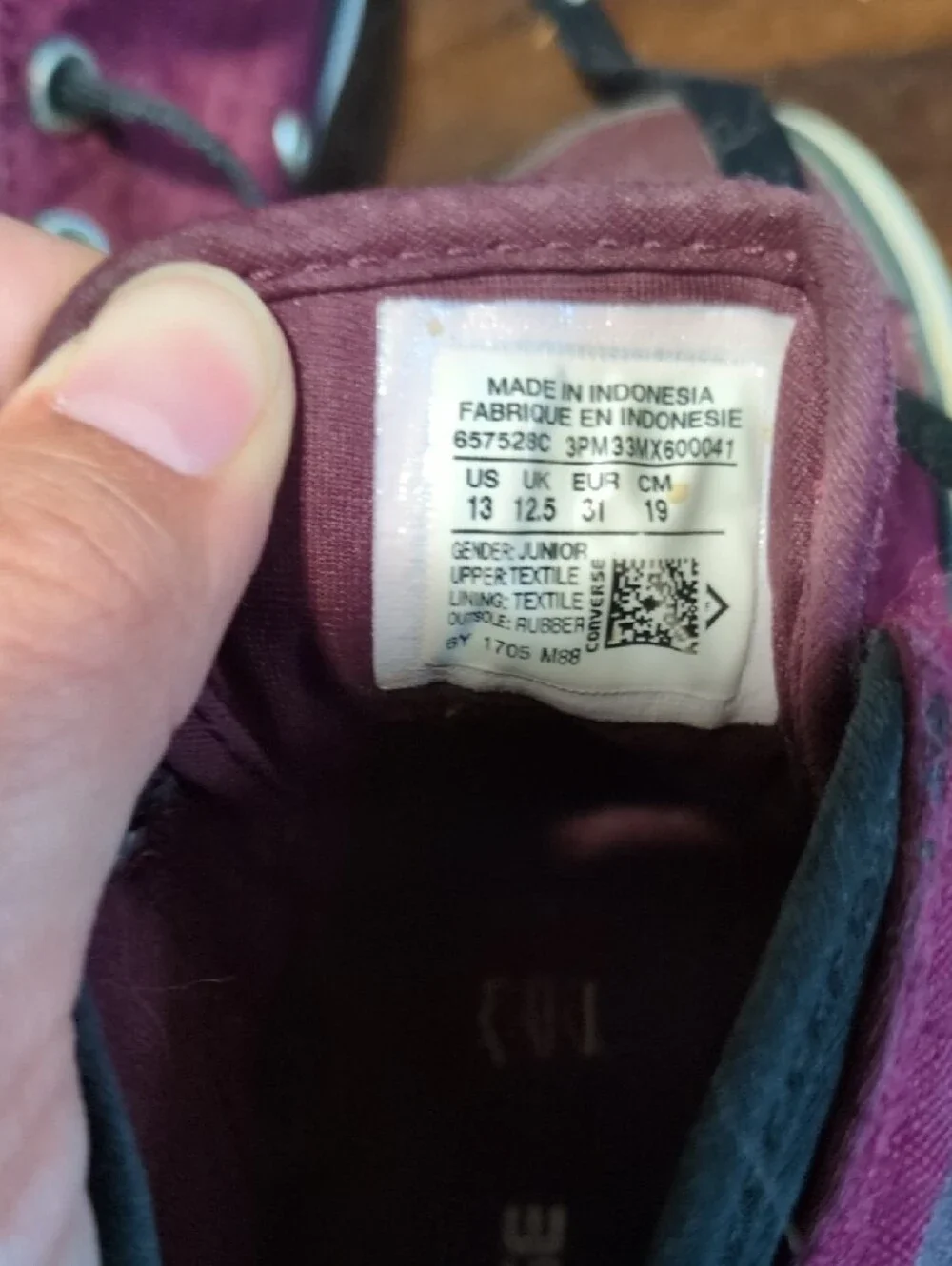 Kids Burgundy High-Top Converse Canvas Sneakers with Black Laces